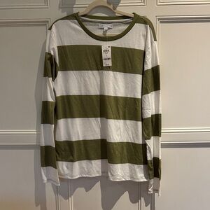 NWT Abercrombie & Fitch And Now This Olive and White Striped Top